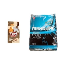 Enjoy Kuru Kedi Maması, Tavuklu, Yetişkin, Keten Tohumu İle Omega 3 & 6 Katkısı, 1 Kg Ve Trendline Somonlu Yetişkin