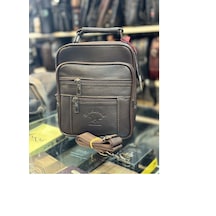 Trg Büyük Kahverengi Kasalı Hakiki Deri Erkek El Ve Omuz Çantası Kahverengi