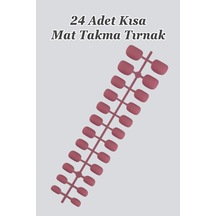 24 Adet Renkli Mat Kısa Takma Tırnak Oval-kare 1051 Erguvan