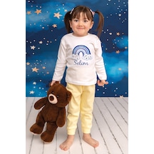 Pia Baby İsme Özel Erkek Çocuk Pijama Takımı %100 Pamuk Penye İsim Baskılı Kişiye Özel Çocuk Pijaması 11017s14pi Krem