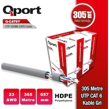 Qport Q-cat6y 305 Metre 23awg Grı Cat6 Utp Pe Kablo