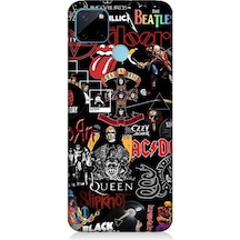 Realme C21y Uyumlu Metal Müzik Grup Sembolleri Desenli Silikon Kılıf
