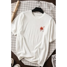Spoyi Take It Easy Tasarımlı %100 Pamuk Yarım Oversize Beyaz T-xlhirt