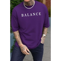 Balance Baskılı Unisex Tshırt Mor