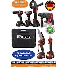 Böhrer Ba011133k Akülü 6 Lı Kombo Set , 30mm Budama Makası + 10 - 15cm Budama Testereli + Taşlama + Kırıcı