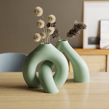 3d Baskı Interlocking Vazo - İç İçe Geçen Dekoratif Vazo-mint Çok Renkli