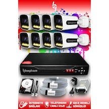 Bayicam 8 Kameralı Zebra 8 Dış Kamera Set 500 GB HDD Full HD Renkli Gece Görüşlü Güvenlik Kamerası Sistemi
