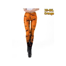 Turuncu Bayan Yarasalar Baskılar Streç Yoga Tayt Spor Koşu Spor Salonu Spor Aktif Pantolon Turuncu