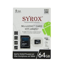 Syrox 64 GB MicroSDHC Class 10 UHS-I Hafıza Kartı + Adaptör