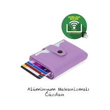 Adelina Bags Adelina Lila Nova Deri Mekanizmalı Çıt Çıtlı Kartlık Cüzdan Lila
