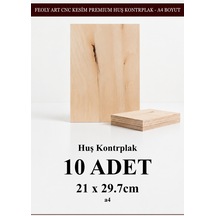 - Huş Kontrplak 10 Adet - A4 21 X 29.7 Cm - 4 Mm Cnc Kesim Lazer Kesim - Yakma - Hobi Seti