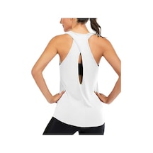 Ghassy Co. Kadın Cross Running Çapraz Sırtı Açık Antrenman Yoga Spor Atlet Tank Tops 1782 001 Beyaz