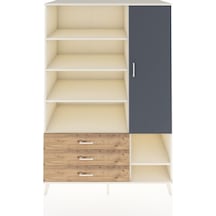 Kronos Dolap 9 Raflı 3 Çekmeceli Tek Kapaklı 132x59x195 Aytaşı-antrasit/çam Antrasıt/atlas Çam