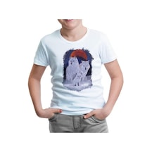 Lord Tshirt A Wolf Family İn Front Of A Red Moon Scene Beyaz Çocuk Tshirt 001