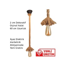 Dekoratif Jut Halat Sarkıt Tesisat Avize 60 Cm Boy E27 Duylu
