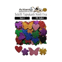 Şekilli Simli Eva Yapışkanlı 50 Li 1 Paket Kendinden Yapışkanlı Simli Eva Sticker Okul Öncesi Kreş Ana Sınıfı Sarı