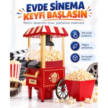 Nostaljik Arabalı Patlamış Mısır Makinesi Kırmızı