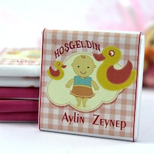 Dark Brown Hoşgeldin Kız Bebek Çikolatası İsim Yazılabilen Hediye Çikolata KBK3 150 Adet