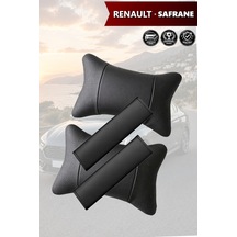 Renault Safrane Uyumlu Lüks Deri Yastık Deri Kemer Koruyucu Set Siyah