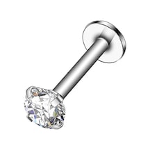 Cerrahi Çelik Zirkon Taşlı Piercing Küpe 6 Mm Barlı Taş Ebat Seçiniz Gümüş