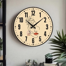 Dekoratif Türkçe Rakamlı Uv Baskılı Duvar Saati Sessiz Akar Mekanizma 40cm Metal Akrep Yelkovan Ekru