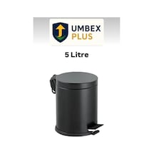 5 Litre Siyah Metal Pedallı Çöp Kovası Wc Banyo Çöp Kutusu Siyah