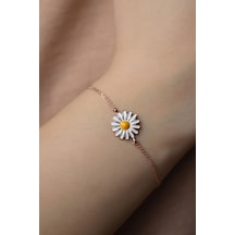 Papatya Silver 925 Ayar Gümüş Mineli Papatya Bileklik