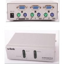 S-Link SL-2021 2PC-1MN CVGA+PS-2 Manuel Kablolu Kvm Switch