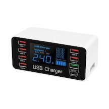 Powermaster Pm-26057 8 Portlu Lcd Ekranlı Akıllı Usb Ve Type-c Pd Şarj İstasyonu