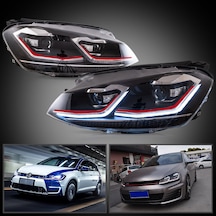 Vw Golf 7 2015-h.b Mk7 7.5 Dizayn Kayar Sinyalli Kırmızı J Ön Far