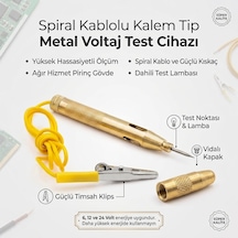 Metal Gövde Spiral Kablolu Araç Arıza Tespit Ve Voltaj Test Kalemi 6v-12v-24v