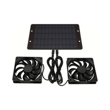 Dashanshop Siyah 10w 12v Güneş Enerjili Çift Fan Kümes Sera Dolap Hayvan Evi Pencere Havalandırma