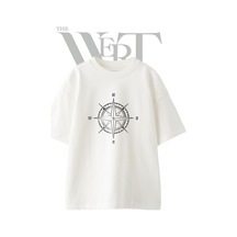 Thewert Compass Rose Tasarım Baskılı Ünisex Beyaz Oversize T-shirt