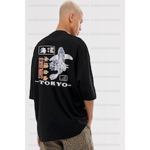 Noıssey Buğraterzimoda Tokyo Sırt Baskılı Unisex Oversize Bol Kalıp Siyah T-shirt Bttkyy5648
