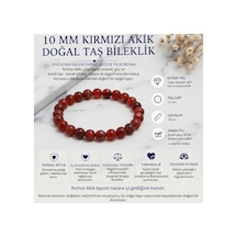10 Mm Kırmızı Akik Doğal Taş Bileklik El Yapımı Esnek Unisex Tasarım Kırmızı Kırmızı