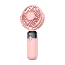 Warmco K70 Taşınabilir Şarjlı El Vantilatörü 2400mah 360 Döner Başlıklı Ve Standlı Dijital Ekranlı Soğutucu Fan Pembe