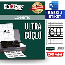 Herboy Hb-1360 33 X 19 Mm A4 Baskılı Laser Etiket 200 Adet