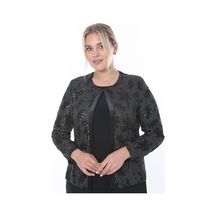 Ladies First Büyük Beden 3804 Siyah Ceket+bluz Takım 001