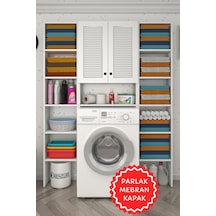 Kenzlife Membran Çamaşır Makinesi Dolabı Veronikamaksduble Byzbyz Panjur 180 126 20 Mebran Kapak Mdf Gövde Arkalıksız Raflı Beyaz