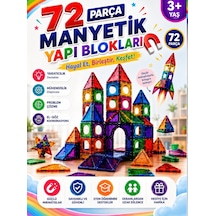 72 Parça Manyetik Yapı Blokları Eğitici Mıknatıslı İnşa Oyuncağı 3+ Yaş Çocuk Gelişim Oyuncağı