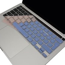 Apple Macbook Uyumlu Klavye Koruyucu Türkçe Q A2338 M1 M2 13 İnç A2251 A2289 A2141 16 İnç Uk Iso Ters L Enter Silikon Keyboard Cover Touch Bar Mavi Pembe