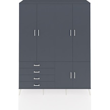 Hyperion Gardrop 7 Raflı 4 Çekmeceli Tek Askılı 176x44x221 Antrasit-antrasit Antrasit