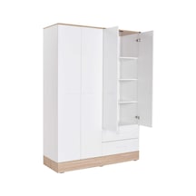 adoremobilya Base 4 Kapılı 2 Çekmeceli Gardırop-Italyan Meşe / Beyaz