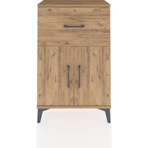 Arges Komodin Tek Raflı Tek Çekmeceli 2 Kapaklı 60x30x96 Çam-çam Çam