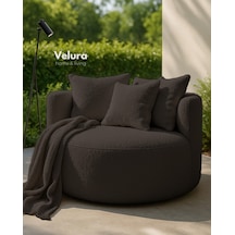 Miz Berjer & Puf & Armut & Tekli Koltuk & Dinlenme Koltuğu - Koyu Kahve Kahverengi