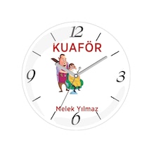 Kişiye Özel Kuaför Çap 30 Bombeli Gerçek Cam Duvar Saati Siyah