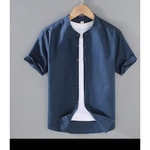 Zeeshant Pamuk Keten Erkek Kısa Kollu Gömlek Yaz Streetwear M-3xlturkuazerkek Turkuaz