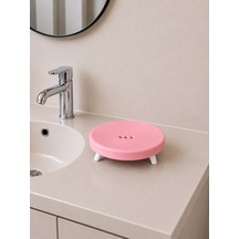 Su Tutmaz, Sabun Ve Süngerlik Ayaklı Sabunluk Şık Sabun Sünger Tutucu. Banyo Mutfak Kullanımı. Sert Plastik Açık Pembe