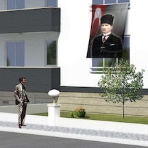 Kalpaklı Atatürk Cephe Poster Bayrağı -1,5x2,25 Metre 1