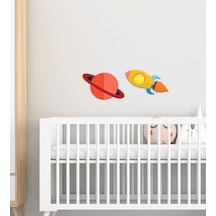Bk Gift Uzay Aracı Tasarımlı Çocuk Odası Ahşap Duvar Süsü-1
